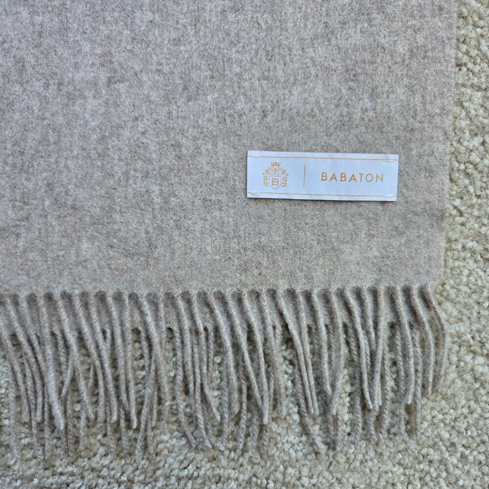 NWOT Babaton Cashmere Scarf Oatmeal Tan - Picture 5 of 11